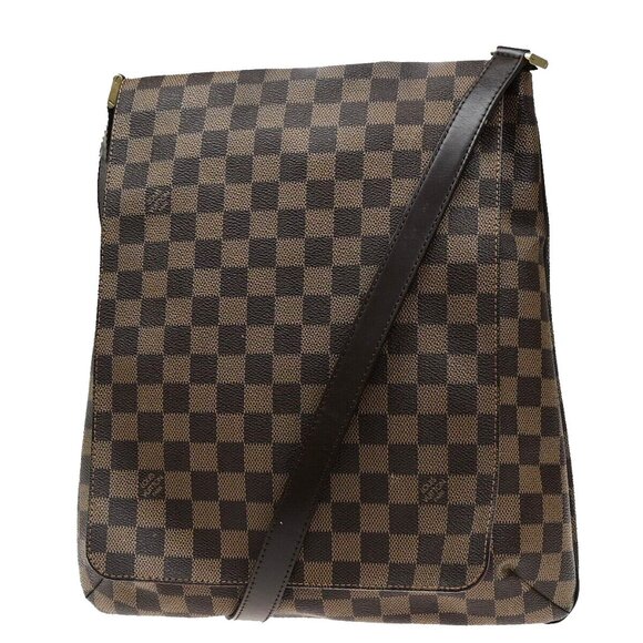 LOUIS VUITTON Musette Shoulder Bag Damier Ebene Leather Brown